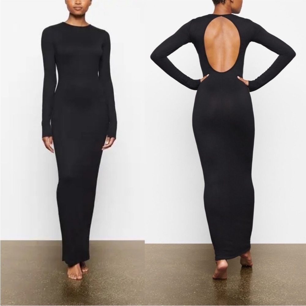SKIMS long sleeve backless lounge dress